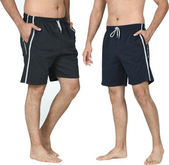 Comfort Essentials - Korte Broek Heren - Loungewear - Regular fit - Navy/Antraciet (2 stuks)