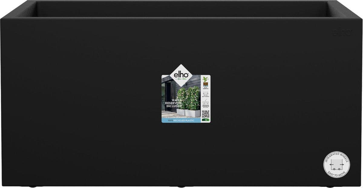 Elho Vivo Next Lang 60 - Plantenbak - 100% Gerecycled Plastic - Waterreservoir - Living black - L 59.0 x H 29.2 cm