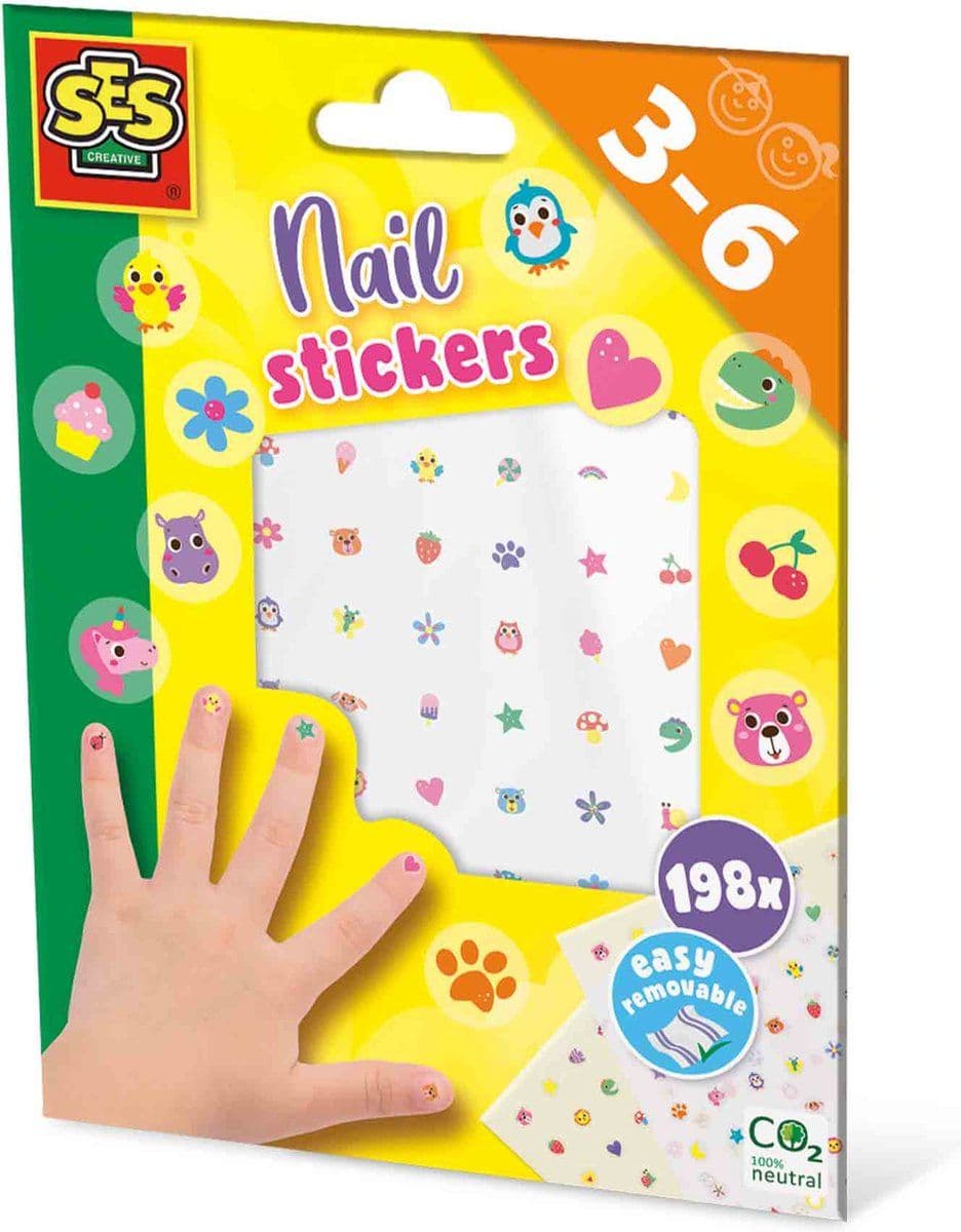 SES - Nagelstickers - 198 nageltransfers - makkelijk aan te brengen met water - makkelijk te verwijderen - geschikt voor jonge kinderen