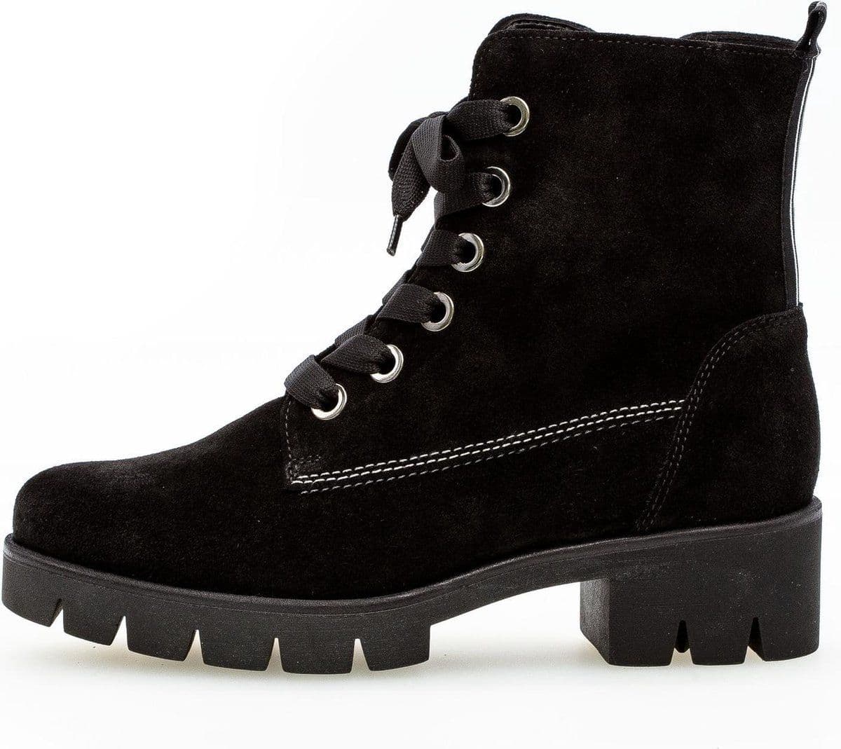 Gabor 71.711.17 - Veterboots - Stoere veterboot met taping-detail - Zwart - Maat 37