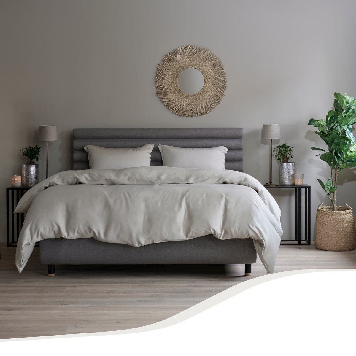 Home by TEMPUR® - Dekbedovertrek - 100% Bamboe - Strijkvrij - Nature - 200x200 cm