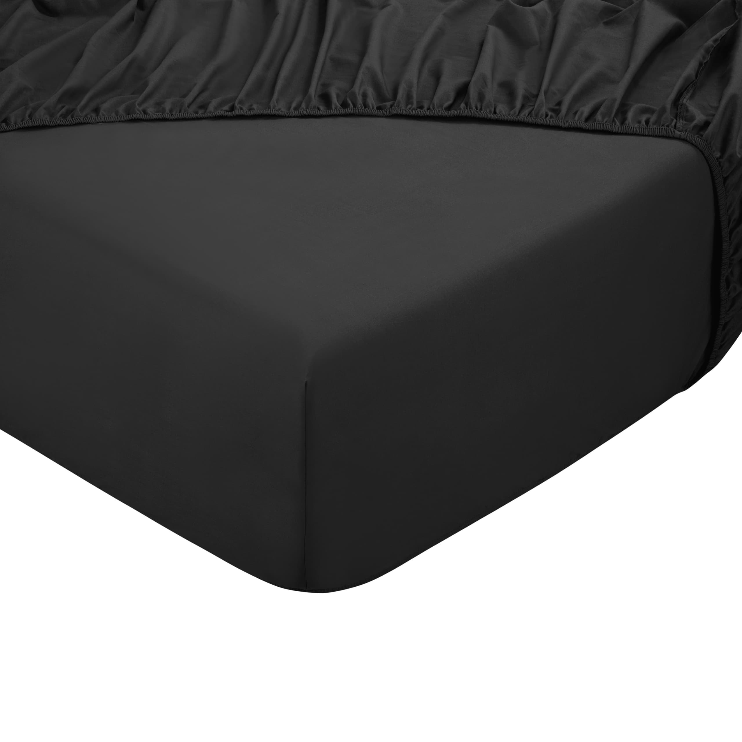Hoeslaken King – 100% katoensatijn – 180×200 – zwart