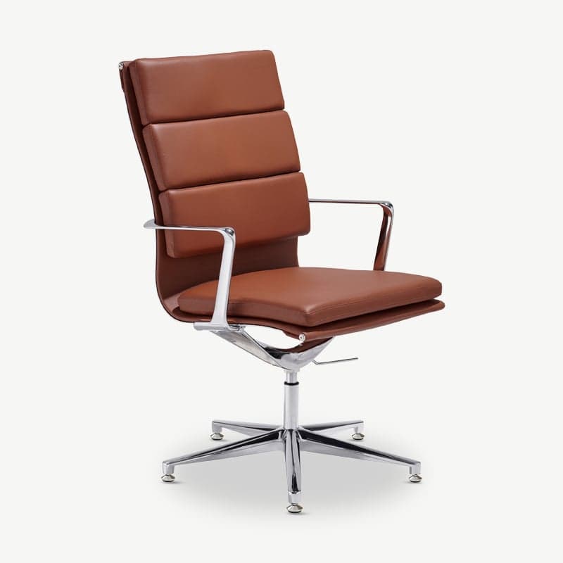 -€260 Levi Vergaderstoel, Cognac-Leer, Hoge Rug