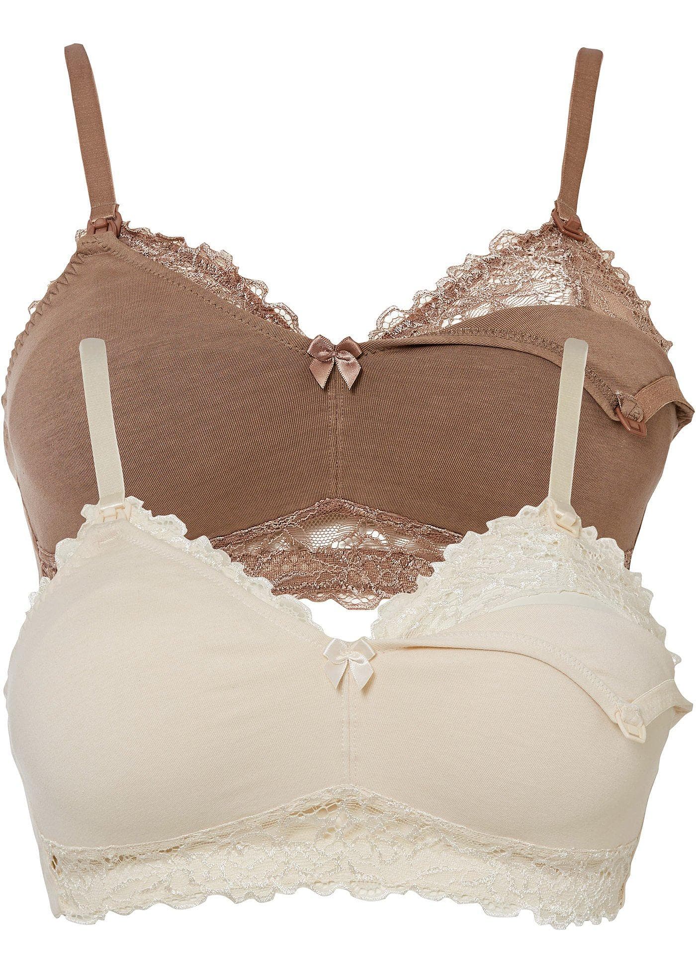 Lot de 2 soutiens-gorge d'allaitement sans armatures avec coton