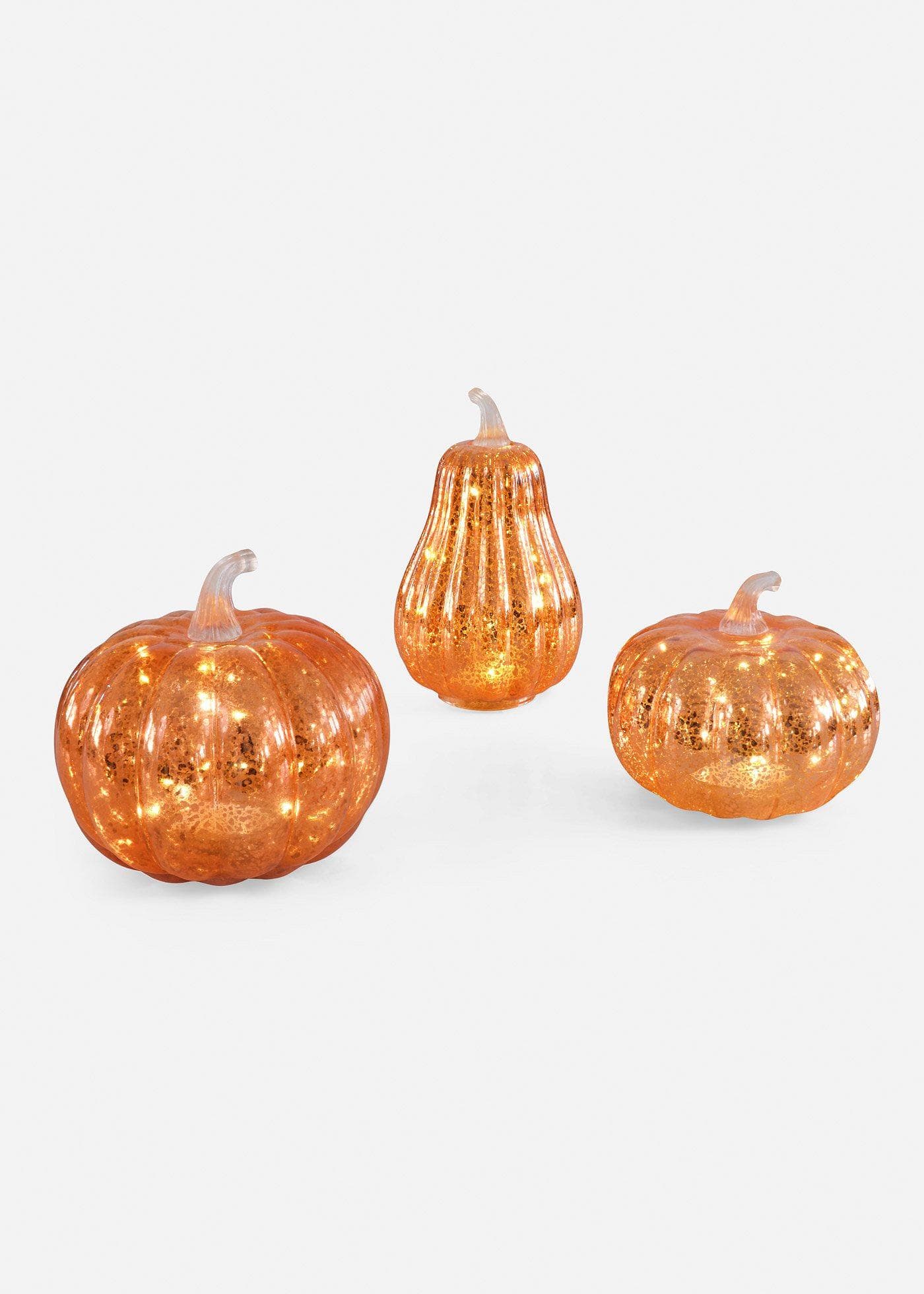 Figurines déco LED citrouilles (ens. 3 pces)