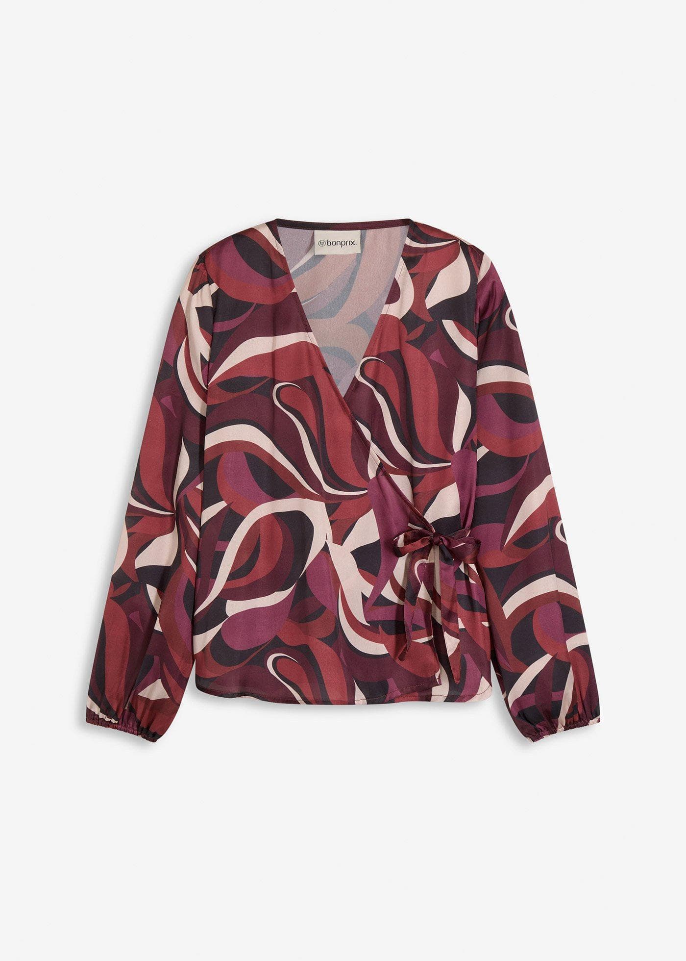 Blouse cache-cœur en satin fluide