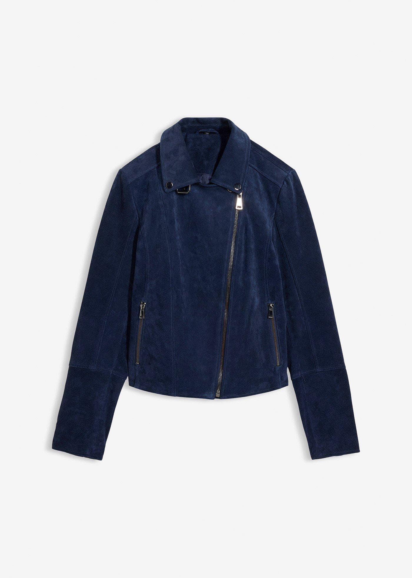 Veste biker en cuir velours