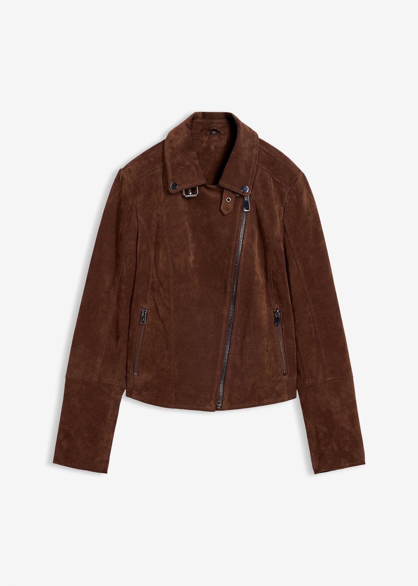 Veste biker en cuir velours