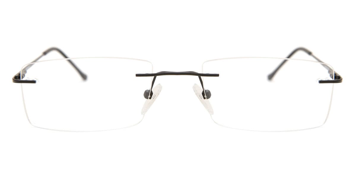 Heren Rechthoek Randloos Metaal Zwarte Bril - Anti-Blauwlichtglazen - SmartBuy Collection