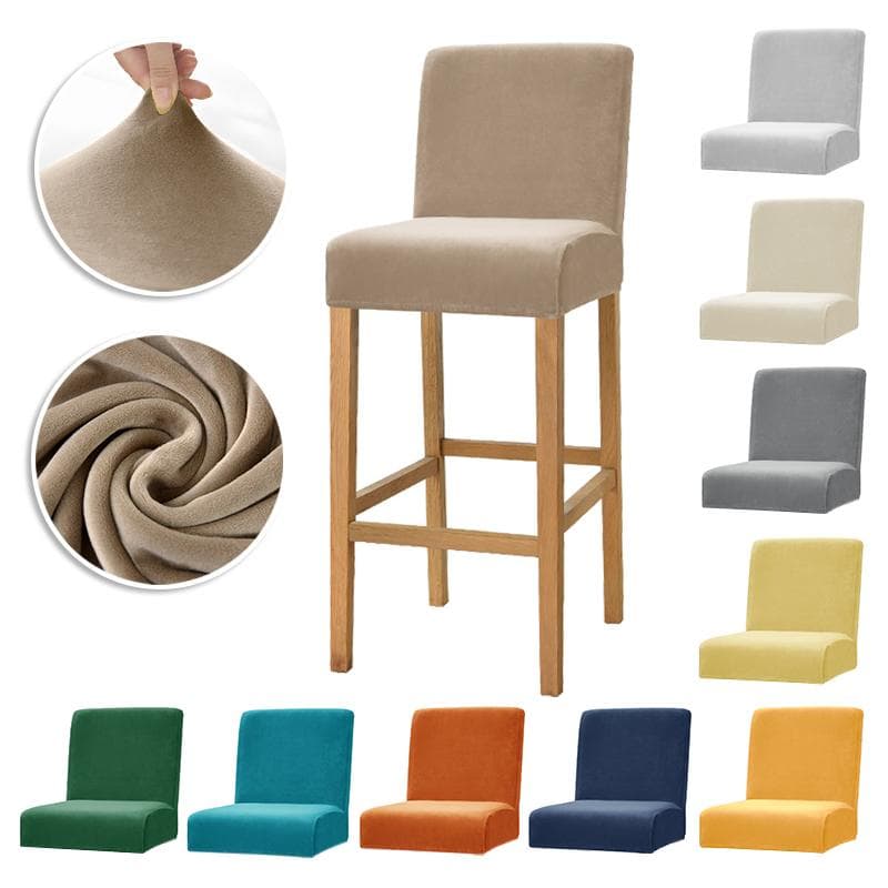 Housses de chaise de Bar en tissu velours, extensibles, douces, lavables, à dossier court, pour cuisine, maison, hôtel, Banquet