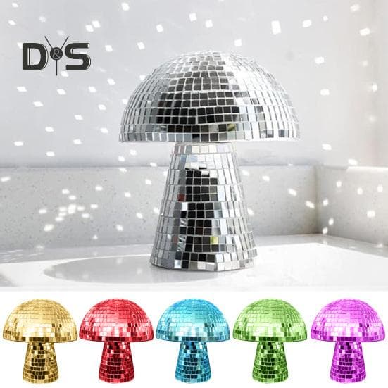 Boule disco champignon de fête, miroir pailleté, décoration de boule disco rétro réfléchissante, carreaux de disco, champignons, pour la maison,