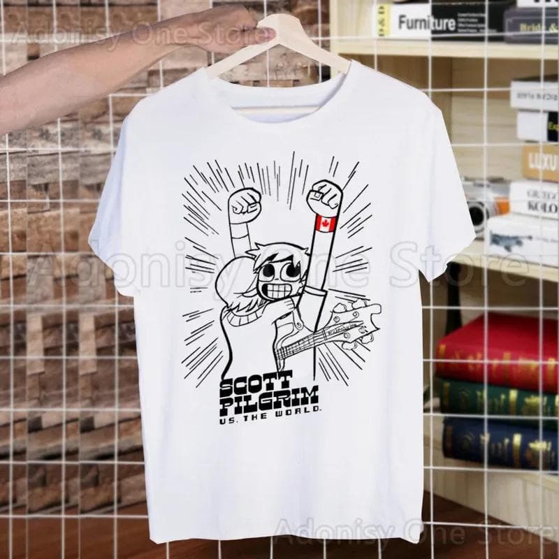 Scott Pilgrim Heren Casual Bedrukking Heren T-shirt Hoogmodieus T-shirt met Korte Mouwen Heren Shirt T-shirt cm