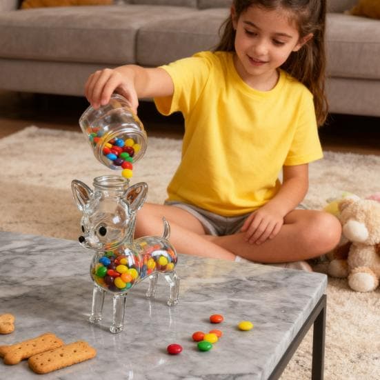 Bocal à Bonbons en Verre Forme d'Animal Récipient Hermétique pour Friandises pour Animaux de Compagnie pour le Rangement de la Cuisine Bocal