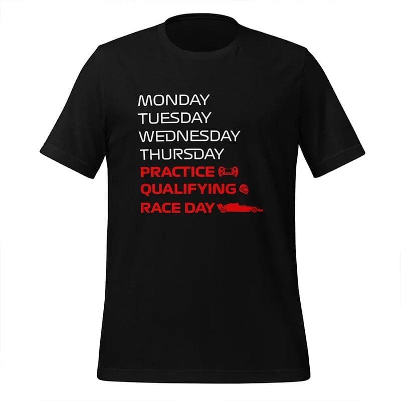 Race Week T-shirt voor Heren Dames Kinderkleding Oefening, Kwalificatie, Race Day Design T-shirts Casual Herenkleding Racing Fan Cadeau cm