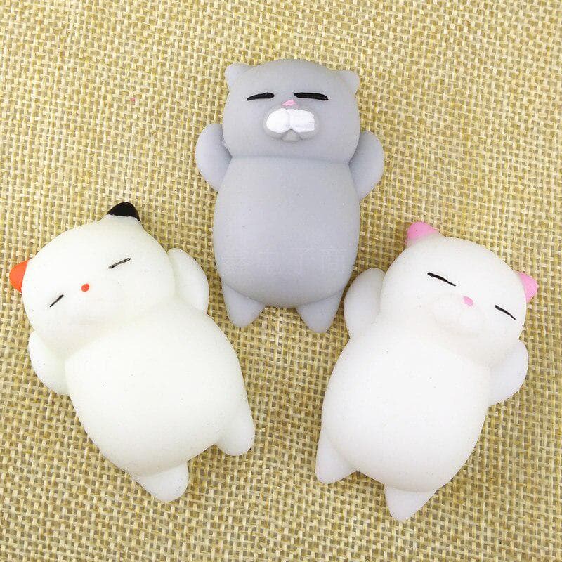 Lot de 3 jouets de guérison en forme de chat Mochi mignon, doux, simulation d'animal de dessin animé, montée lente, spongieux