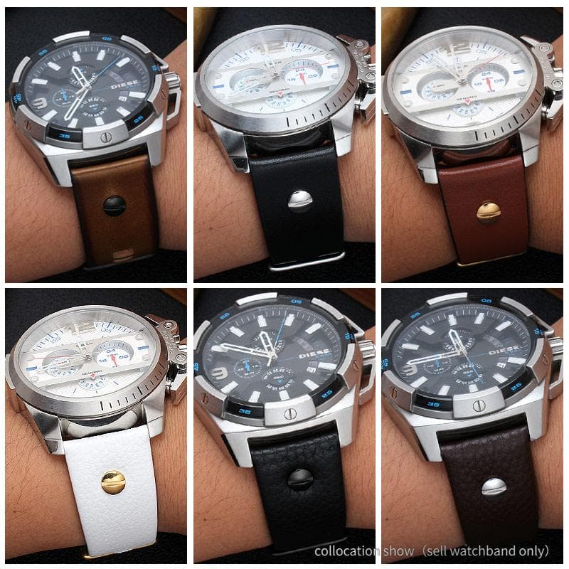 Pour Diesel DZ7257 DZ4323 DZ7348 DZ7313 DZ7312 DZ4318 bracelet de montre en cuir véritable hommes grand cadran Rétro bracelet de montre en cuir de