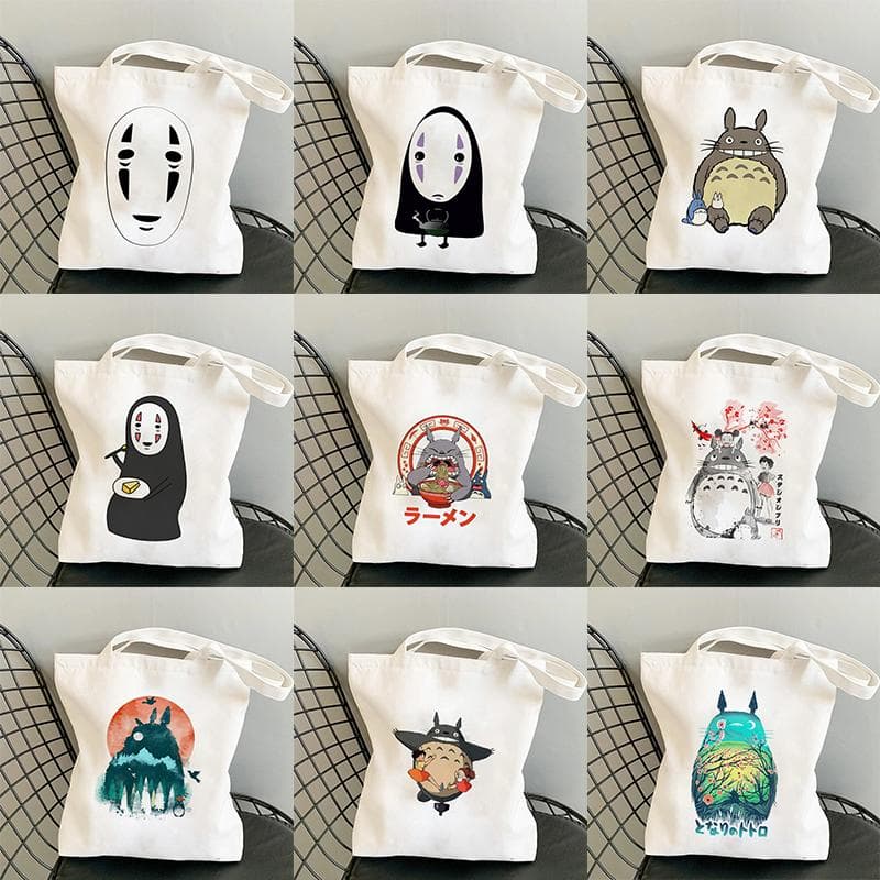No Face Man Studio Ghibli Totoro Shopper Shopping Bag Anime sac coton fourre-tout Eco réutilisable Bolso sac à main sac Eco sac réutilisable