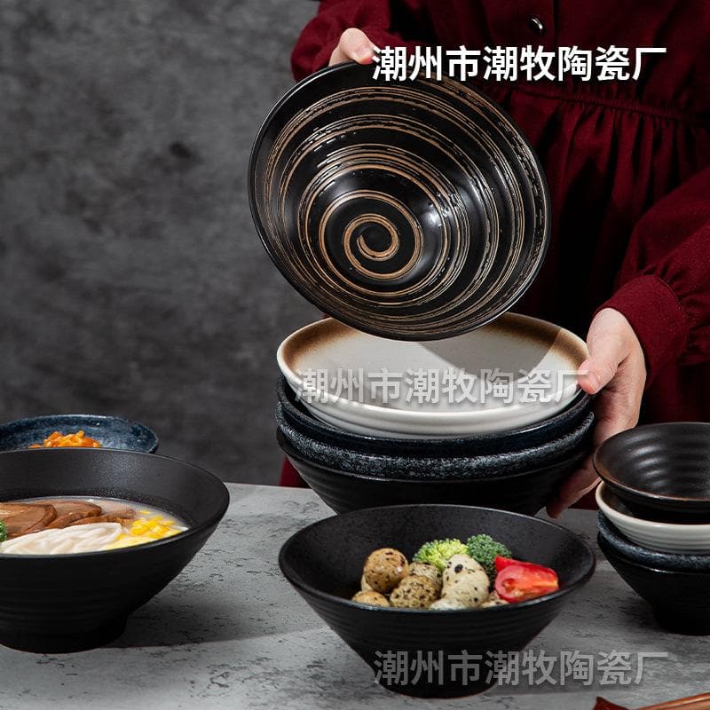 Bol à Ramen Bol Chapeau en Céramique Bol à Soupe Vintage Bol à Riz Restaurant Vent Japonais Bol Trompette