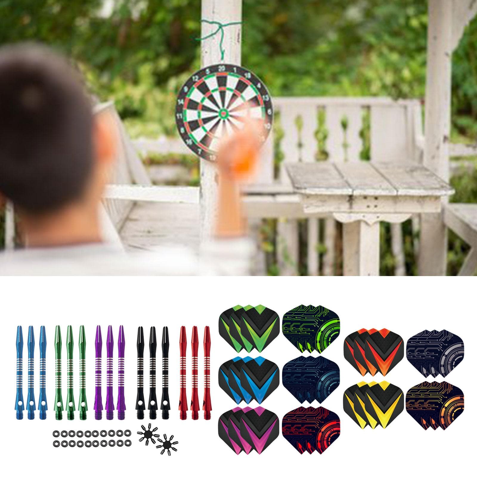 Ensemble de tiges et de vols de fléchettes avec filetage 2BA, tiges en aluminium de taille moyenne, kits d'accessoires de fléchettes professionnels