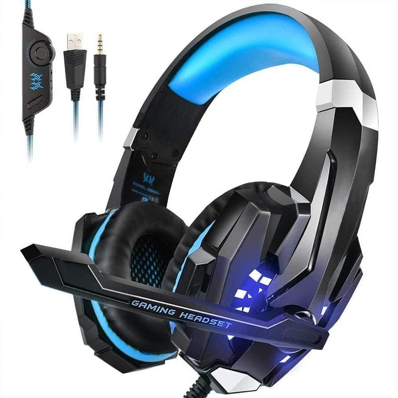 Casque de jeu stéréo G9000 pour PS4, PS5, PC, Xbox One, casque antibruit avec micro, lumière LED, basses Surround, cache-oreilles à mémoire