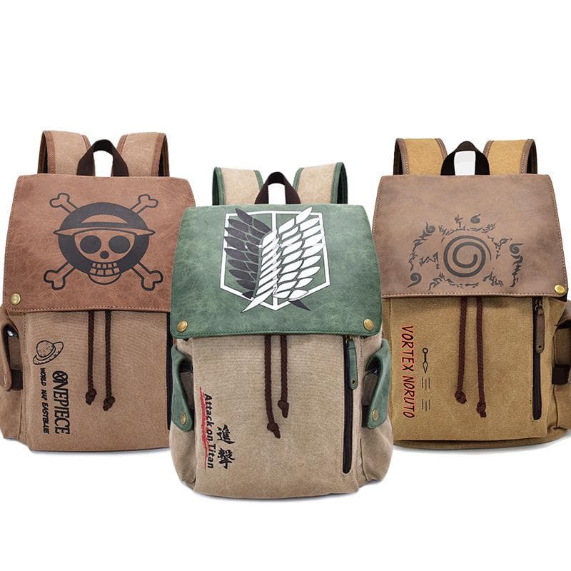 Sac à dos anime pour L'Attaque des Titans One Piece Naruto Sac d'école en toile décontracté pour étudiant MIT