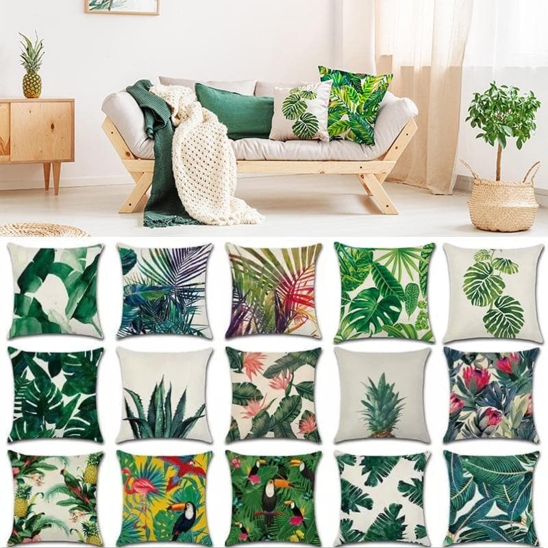 Tropische planten Cactus Monstera Zomer Decoratieve kussens Kussenhoes Palmblad Groen Home Decor Kussensloop