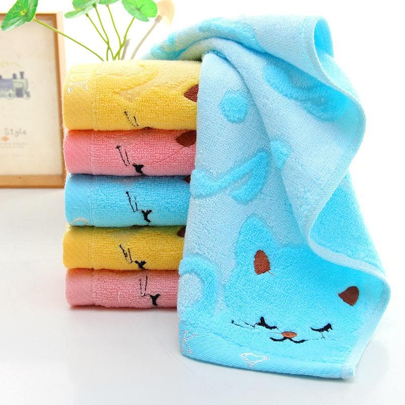 Léger doux et durable Fibre de bambou Couleur unie Serviettes non torsadantes avec chats Chiens Motifs jaune