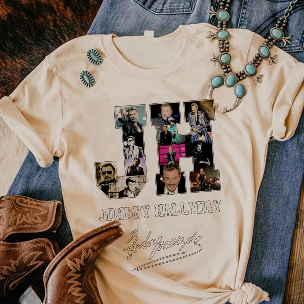 Johnny Hallyday top dames Y2K t-shirt grafische kleding voor dames cm