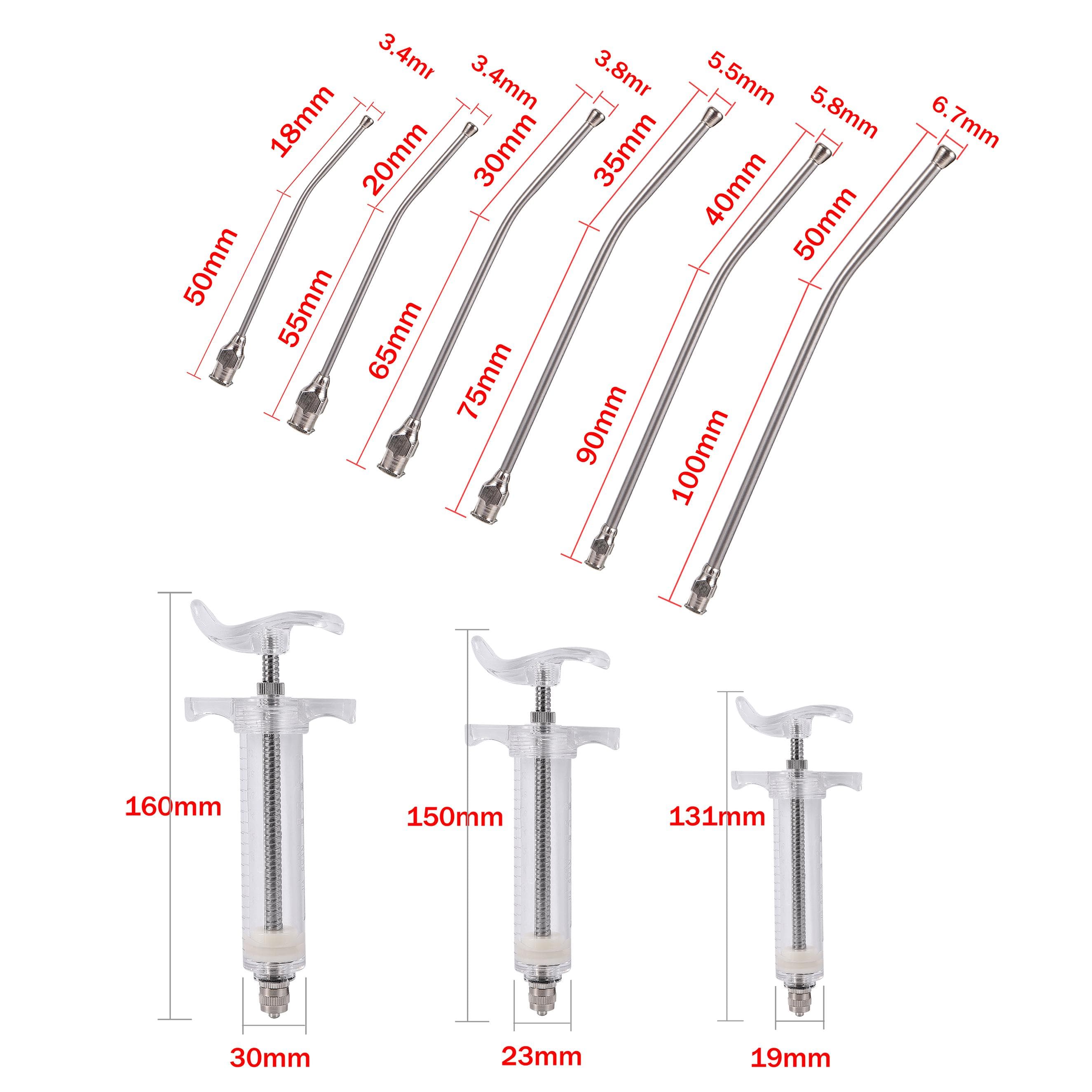 1 pièce 10 ml/20 ml/50 ml Seringue d'alimentation pour perroquet Seringue d'alimentation pour oiseau perroquet avec 6 pièces Tube de gavage courbé