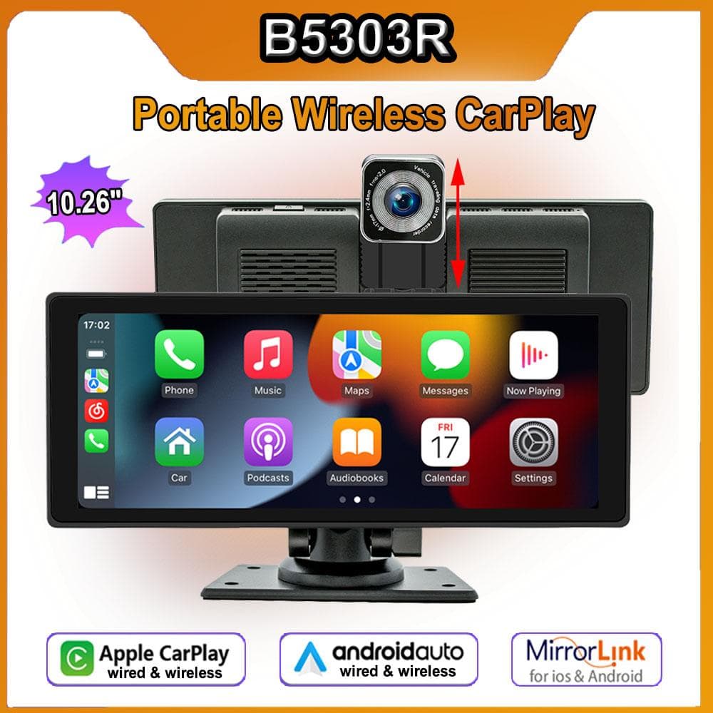 10,26 pouces 2024 modèle B5303R-voiture portable MP5 multifonction Navigation Carplay musique de voiture caméra audio intégrée enregistreur de