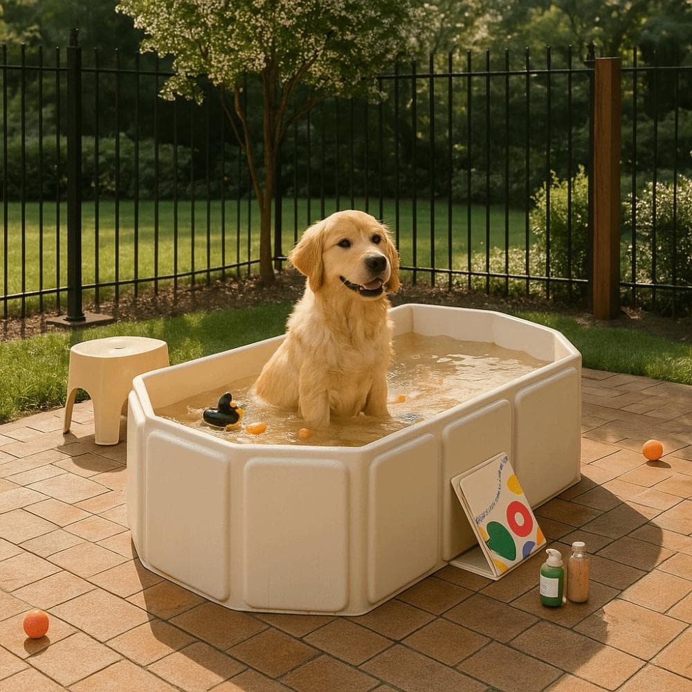 Baignoire Pliante Portable Grande Capacité Multifonctionnelle Gain de Place Baignoire pour Chien en PVC avec Trous d'Égouttage Bassine de Douche