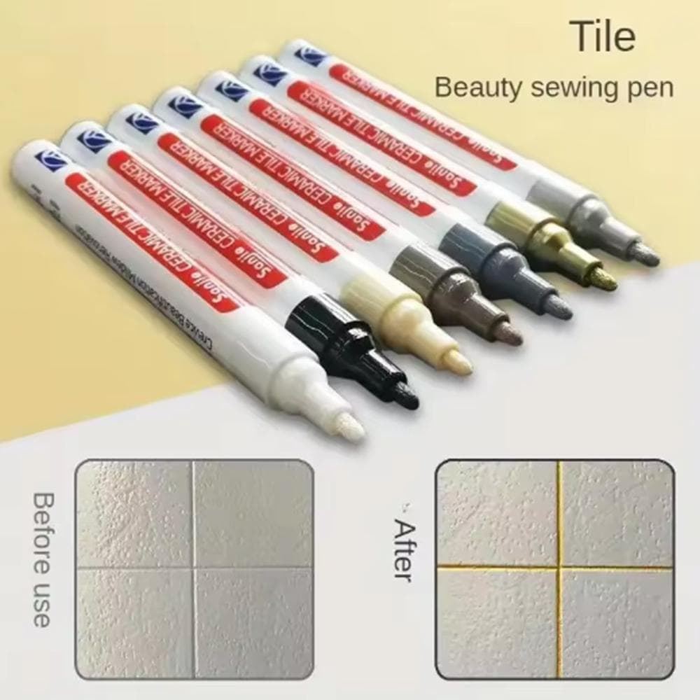 5 pièces - Carrelage Céramique Salle de Bain Mur Sol Joint Couleur Réparation Anti-moisissure Imperméable Couleur Tableau Blanc Stylo de