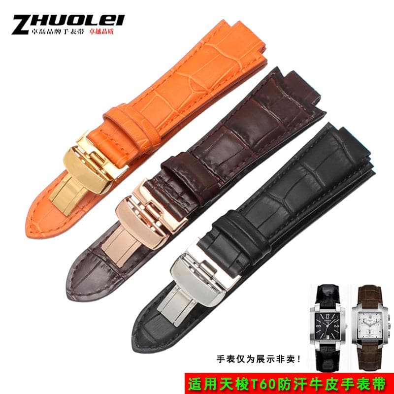 Pour 1853 Tissot Bracelet T60 L875/975K Ceinture homme Bracelet 24 x 14 mm Bracelet-montre Bracelet en maille T60.1.513 Cuir grain crocodile Bracelet