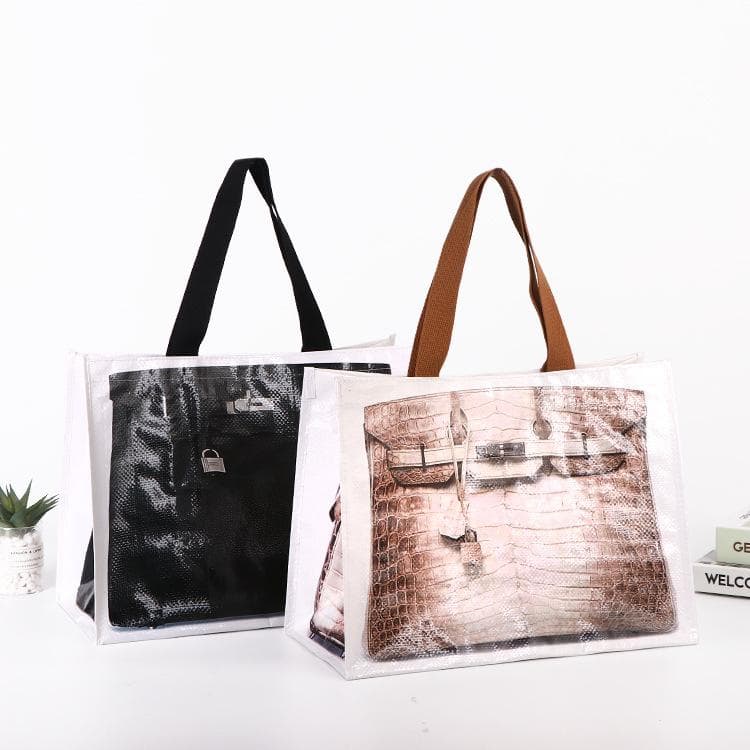 Sac Tote Sac Tissé en PP Impression Couleur Rétro Sac Couleur Peau de Crocodile Grand Sac de Shopping Sac Visible Sac à Serviettes Sac Spécial