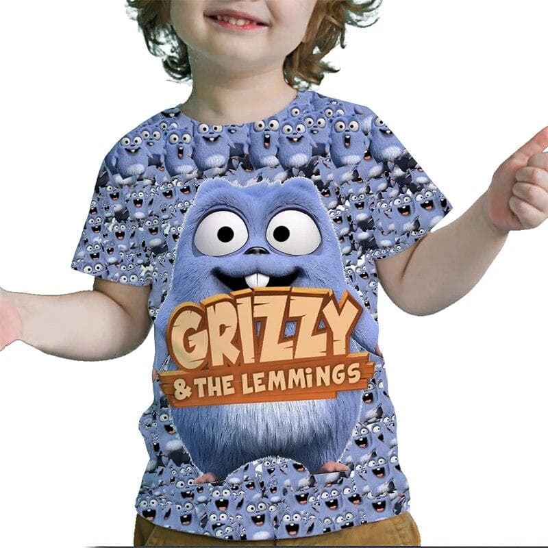 Enfants Grizzy et les Lemmings impression 3D T-shirts enfants dessin animé T-shirts enfant en bas âge garçons filles Anime T-shirts Streetwear