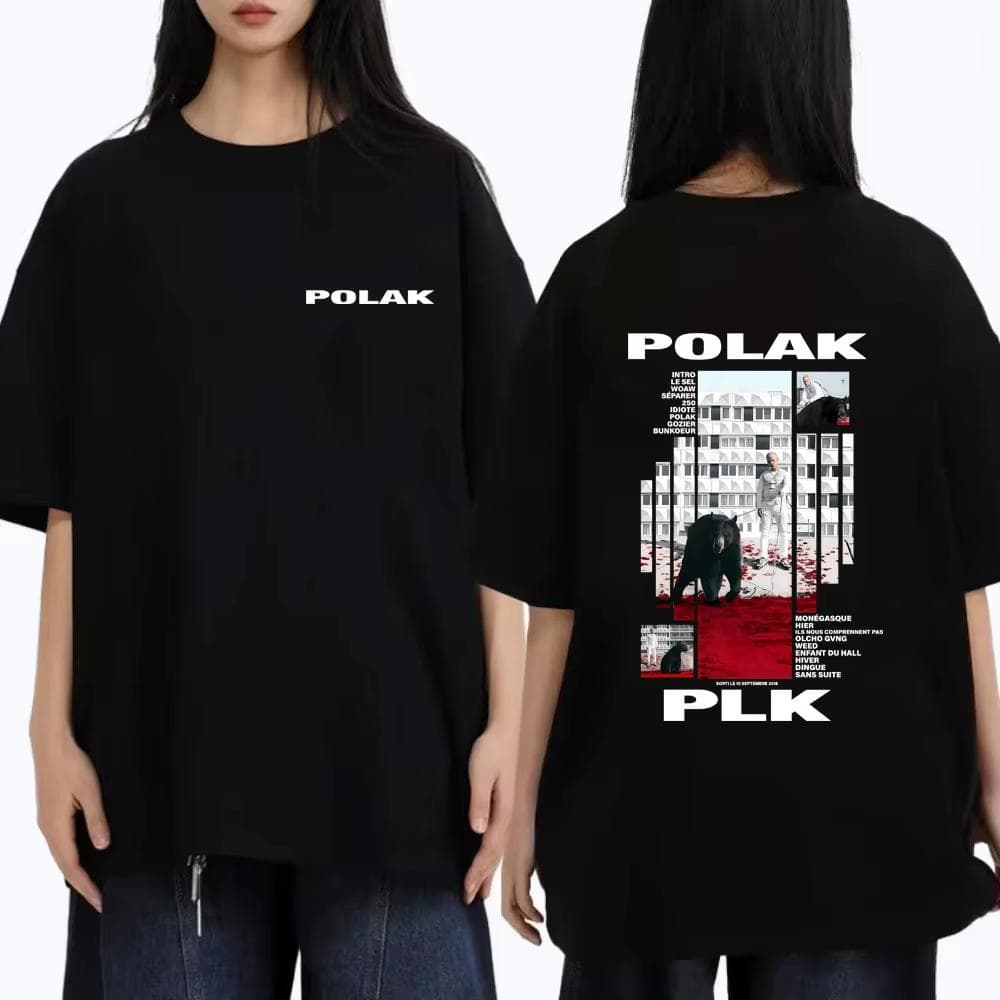 Rapper Plk Polak Grafisch T-shirt Heren Dames Mode Popmuziek Streetwear Dames Casual Katoen Print T-shirts Vintage Hip Hop Tees cm
