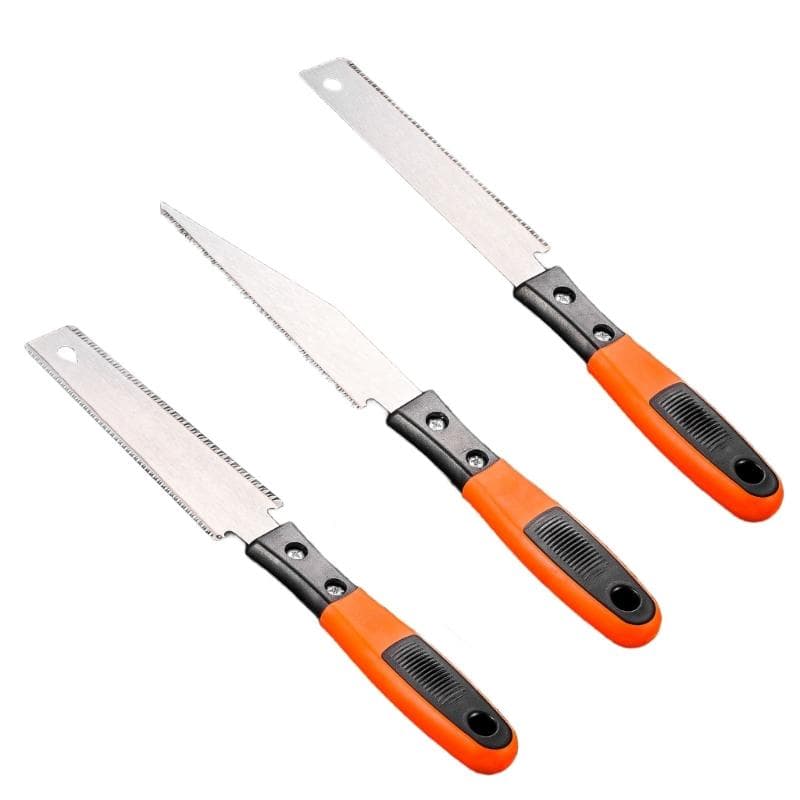 Scie à main de menuiserie double face 310 mm avec manche en bois ergonomique Lame SK5 haute durabilité pour menuisiers professionnels
