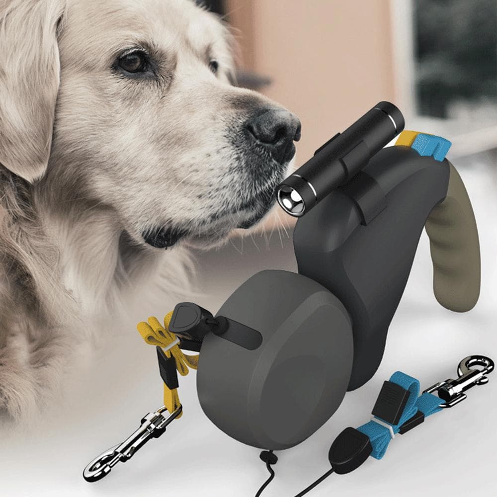 Laisse rétractable double pour chien pour 2 chiens marchant double avec lumière rotation corde pour animaux de compagnie fournitures pour animaux de