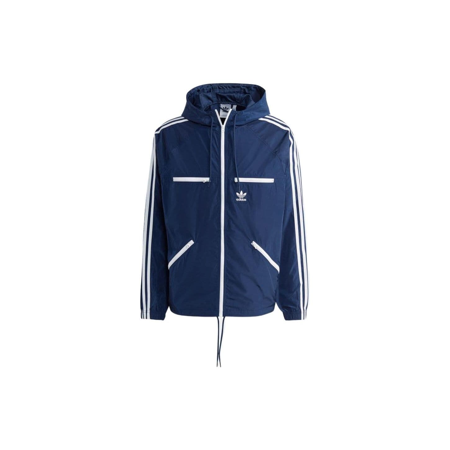 Adidas Originals Trefoil Logo Geborduurde Hoodie met Trekkoord en Rits Heren Jassen Blauw IB9961 cm