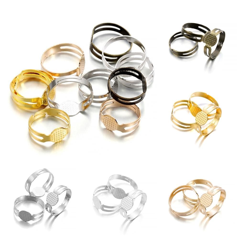 40 stks/partij 7 8mm 5 Kleur Verstelbare Blank Ring Instellingen Plated Ringen Cabochon Basis Voor DIY Ringen Sieraden maken Accessoires