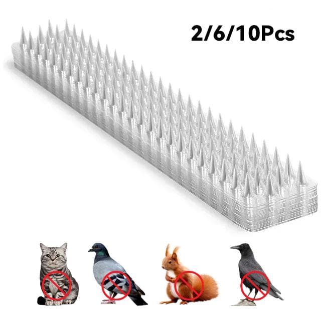 Lot de 2, 6 ou 10 pics répulsifs pour chats et oiseaux en plastique, anti-pigeons, anti-oiseaux, écureuils, clôtures de jardin, contrôle des pics