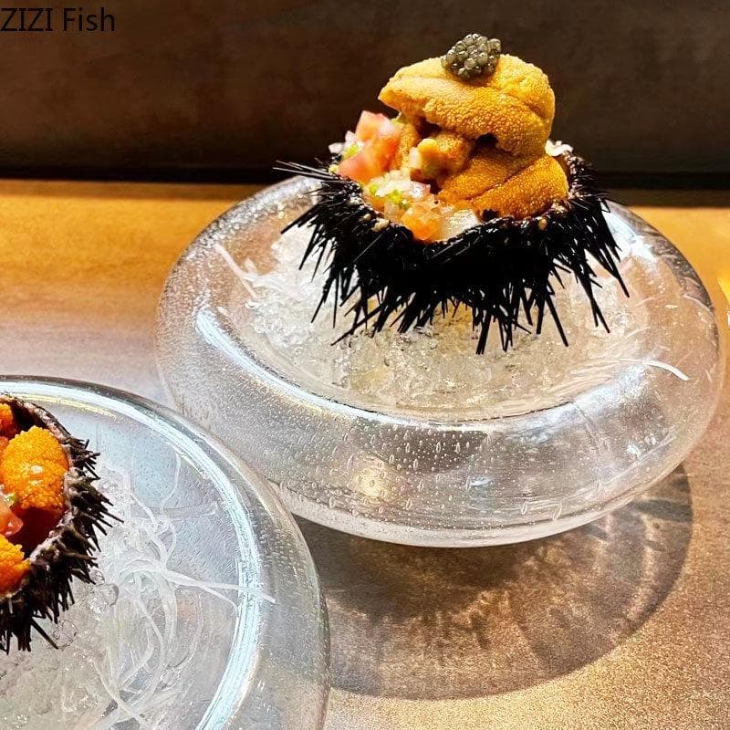 Assiette à Double Verre Créative Assiette à Dessert Sushi Décoration Alimentaire Restaurant Plat Principal Style Nordique Assiette Vaisselle pour