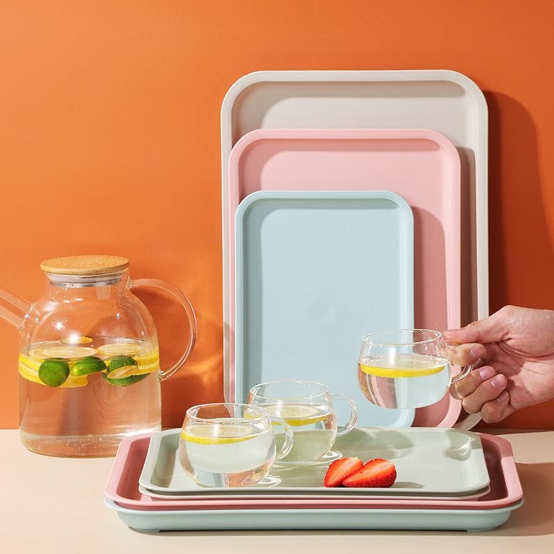 2 stuks Scandinavische Stijl Dienblad Plastic Huishoudelijk Rechthoekig Woonkamer Barbecue Koffiehuis Restaurant Thee Dienblad groen