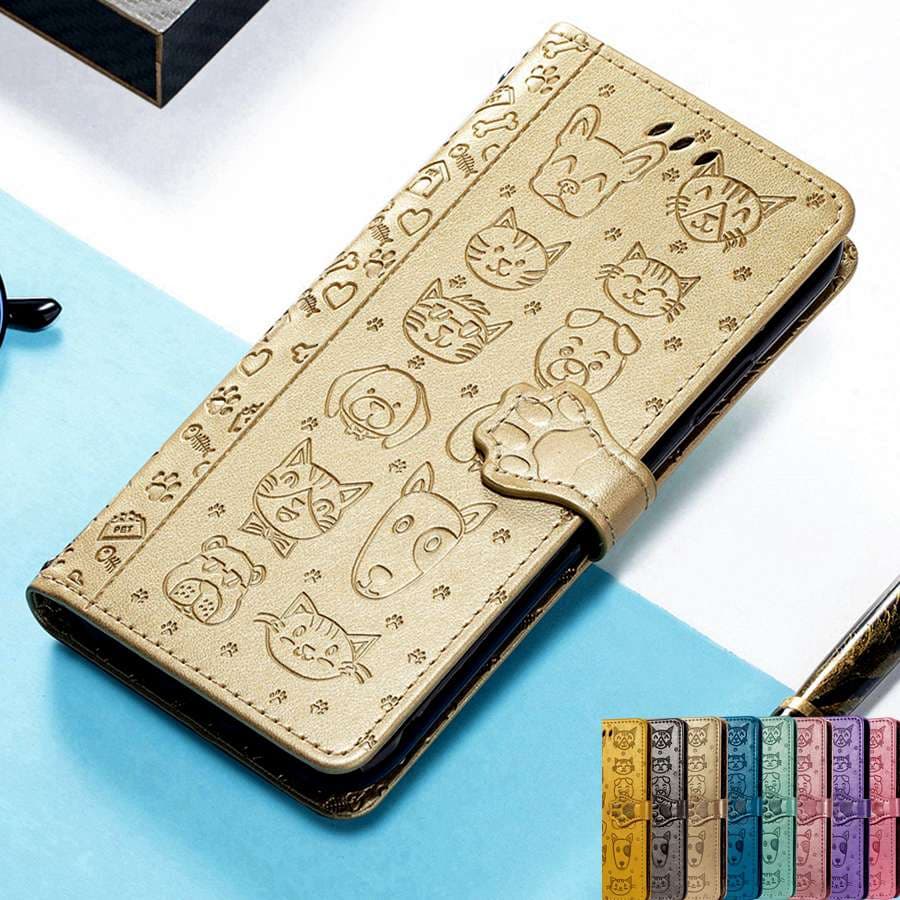 Leren Flip Beschermhoes Voor Xiaomi Poco C65 C75 M6 X6 F6 X5 Pro 14T 11T 12T 13T Redmi A3 9 9C 13C Note 13 12 10 11 Kat En Hond Motief Portemonneehoes