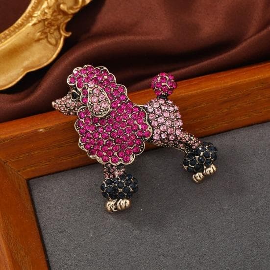 Creatieve schattige poedel hond vorm broche sprankelende strass jas revers pin jurk sjaal sjaal hoed dier badge sieraden cadeau champagne