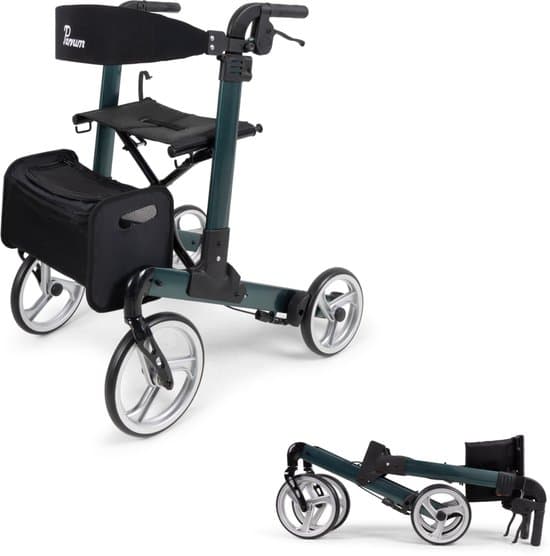 Parvum Luxo Medium Rollator - Rollator pliable double haut de gamme (6,9 kg)-Petrol
