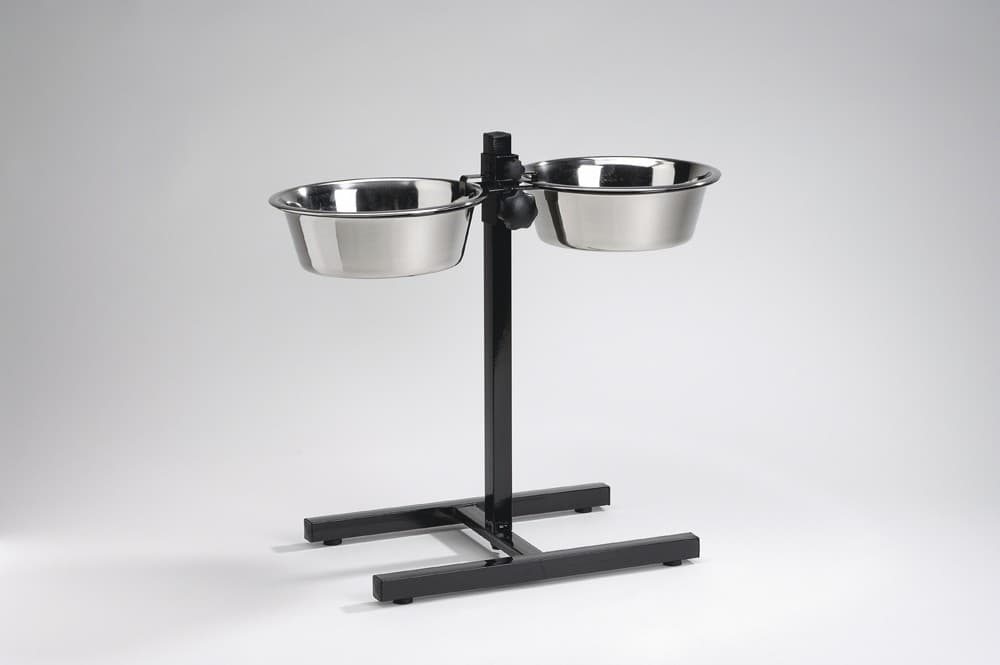HONDENSTANDAARD 2 RVS BAKKEN 25 CM ZWART