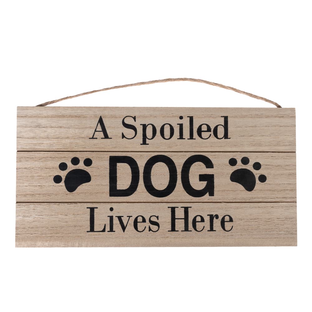 TIAKI Plaque de porte "A Spoiled Dog Lives Here" pour les amoureux des chiens