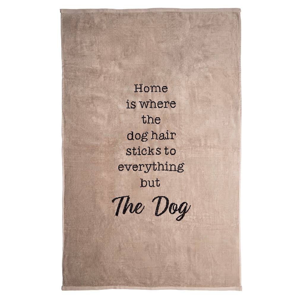 TIAKI Serviette de bain "Home" taupe 140x90cm pour les amoureux des chiens