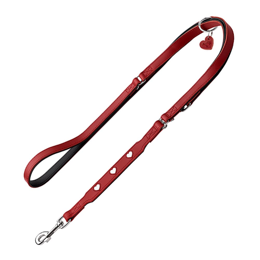 Laisse réglable HUNTER Love, rouge pour chien - L 200 cm, l 18 mm